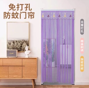 免打孔蕾丝门帘夏季家用防护魔术贴纱门帘窗帘卧室隔断帘四季适用