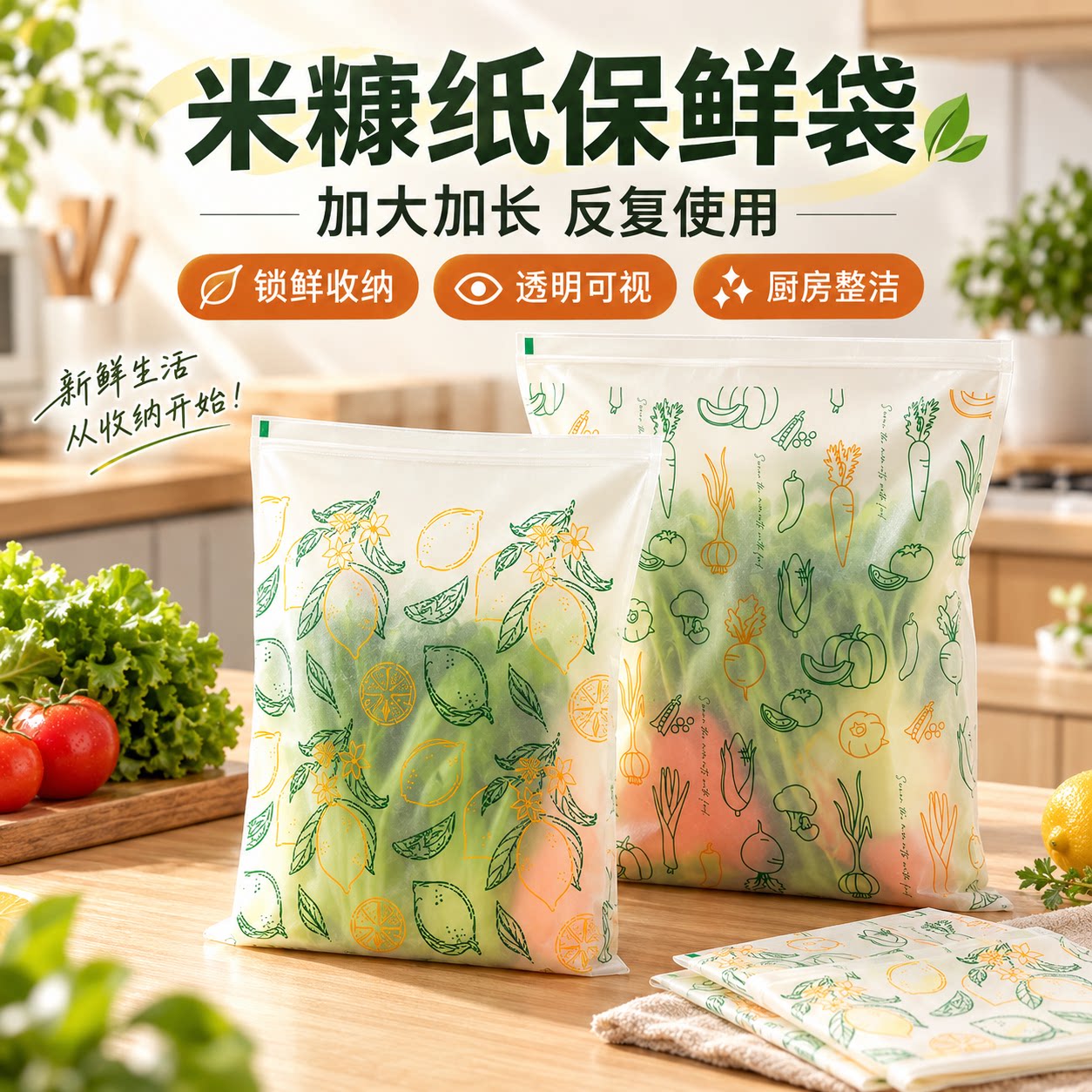 米糠抗菌保鲜袋蔬菜水果