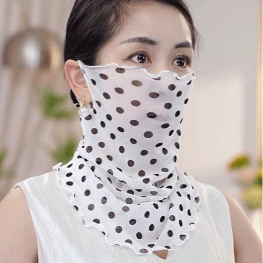 挂耳面纱女洛洛同款韩版面罩围巾时尚全脸护颈脖套薄款纱巾除螨贴