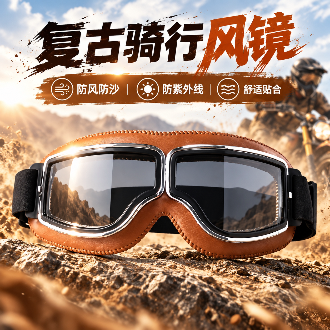 复古哈雷摩托骑行护目镜