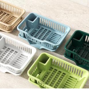 沥水蓝碗盘架碗柜收纳架水槽置物架家用厨房台面餐具多功能收纳盒