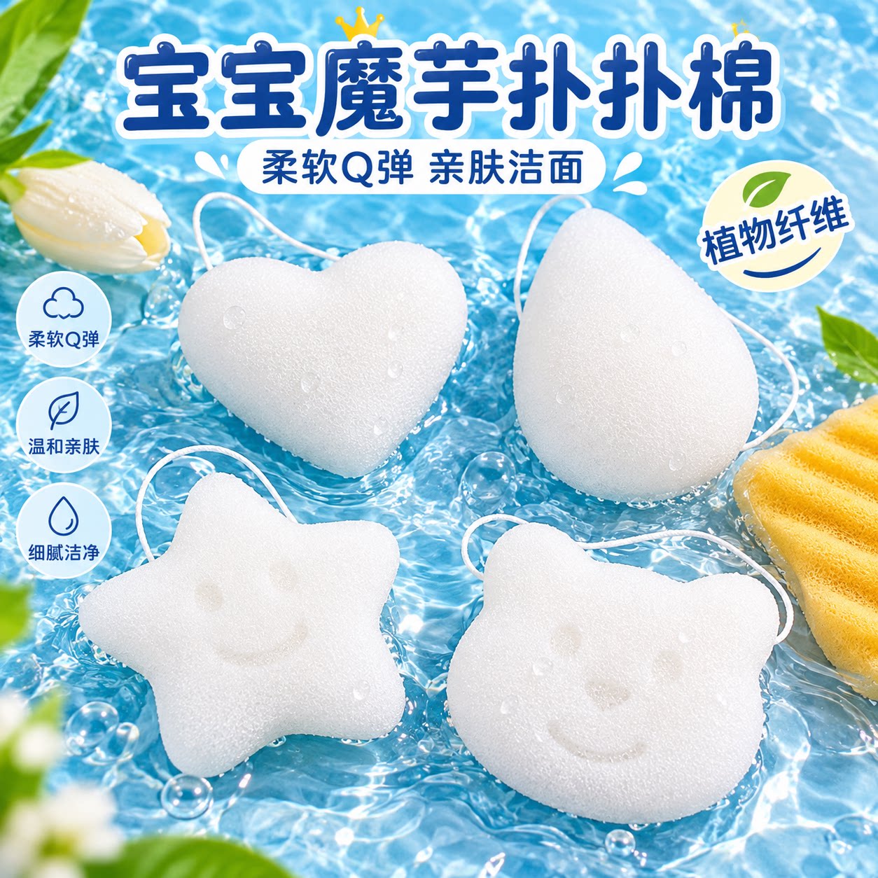 婴儿魔芋扑扑棉起泡搓洗