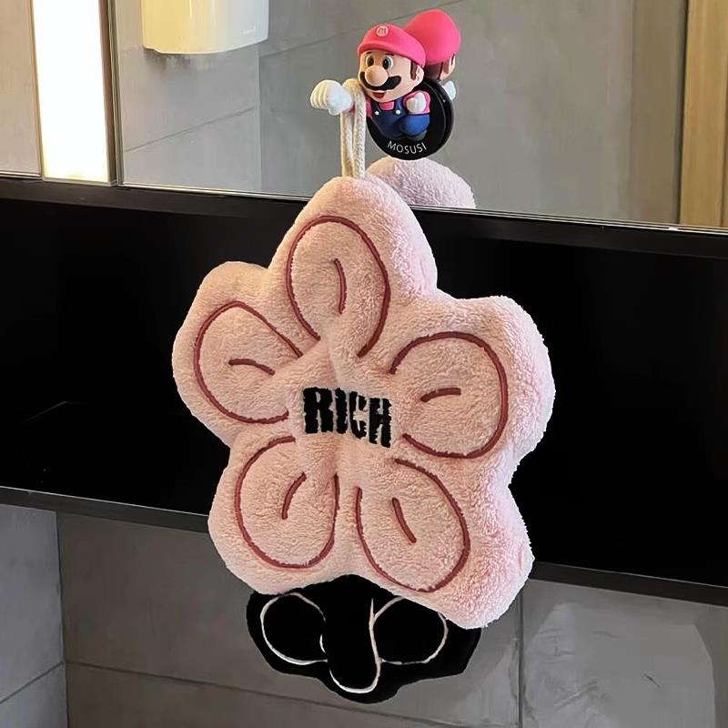 rich有钱花擦手巾挂式可爱超强吸水加厚毛巾手帕无异味厨房卫生间