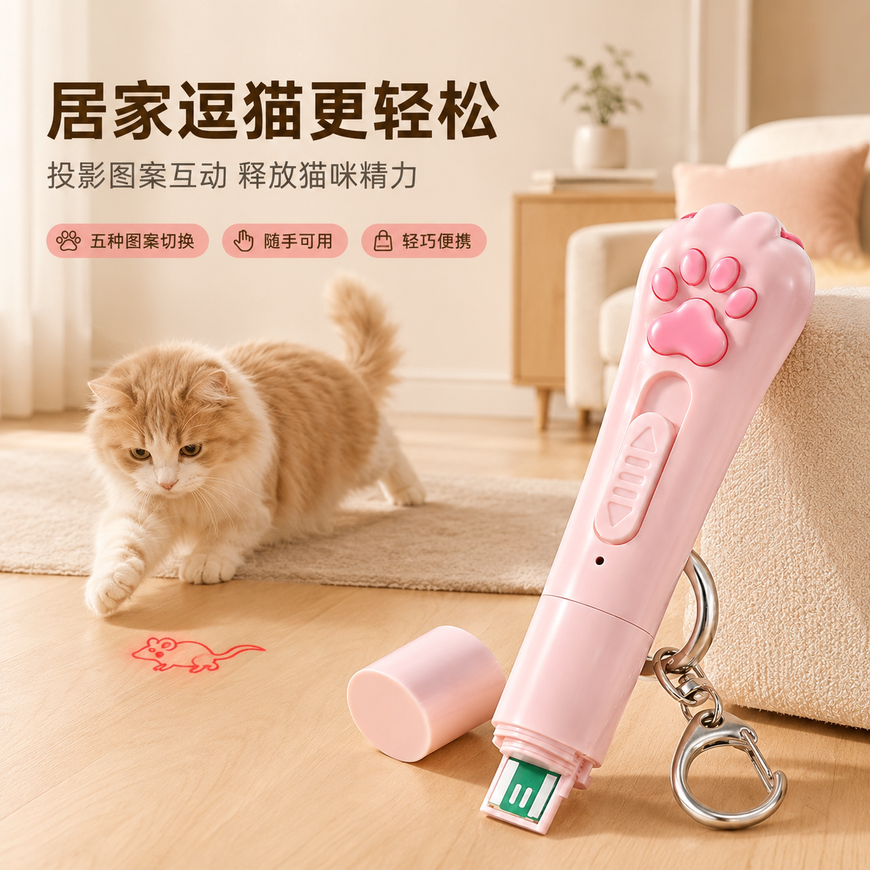 逗猫激笔光猫玩具充电激光灯小猫自嗨解闷猫咪红外线激光笔逗猫棒