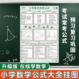 大全挂图墙贴加减乘除计算公式 6年级通用 小学数学常用公式