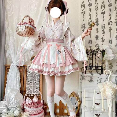 中国风汉服夏洛丽塔现货套装中华风交领裙女仆cos服汉元素短裙女
