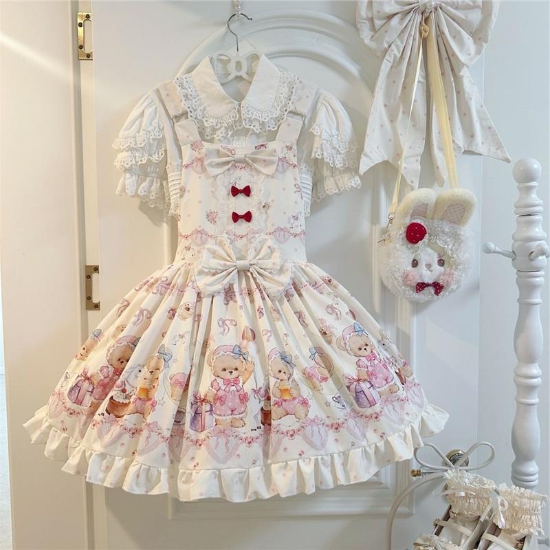 奶糕喵lolita全款《小熊月光梦》正版可爱甜妹裙洛丽塔百搭背带裙