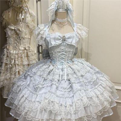 【永恒誓约】白糖少女原创设计轻花嫁Lolita洋装jsk吊带裙连衣裙