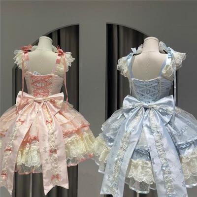 【梦呓蝶】白糖少女原创设计新品Lolita洋装芭蕾风jsk吊带连衣裙