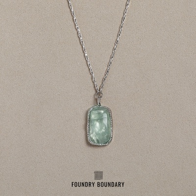 FOUNDRY BOUNDARY方形冰片项链 原创设计百搭小众银饰锁骨链