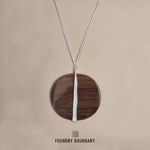 FOUNDRY BOUNDARY设计师原创圆盘项链银饰木化石高级感颈链
