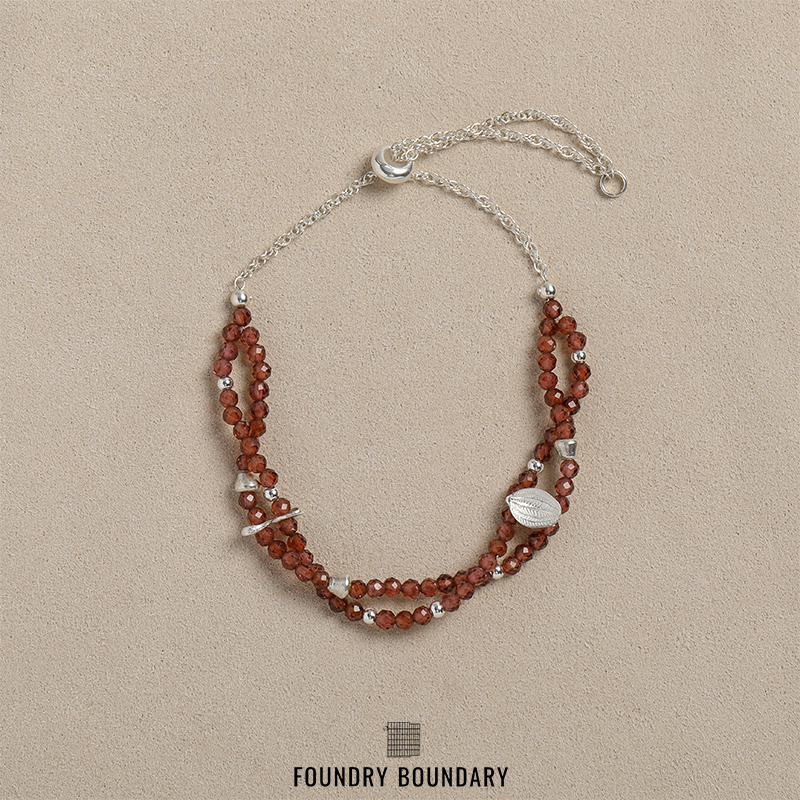 FOUNDRY BOUNDARY石榴石/黑发晶星点双层串珠手链