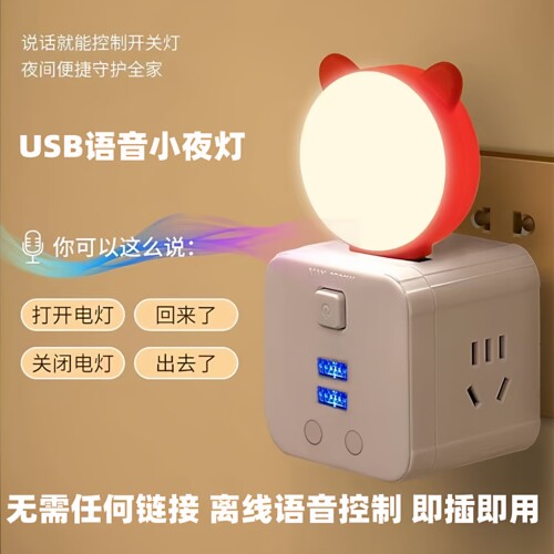 智能语音灯USB声控LED小夜灯