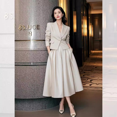 西装外套上衣半身裙显瘦两件套