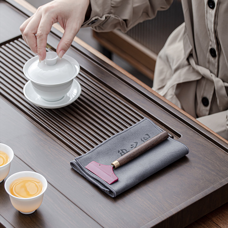 吸水茶巾硅胶黑檀木茶刷