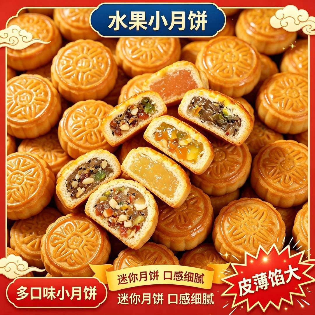 广式迷你小月饼混和多口味糕甜点