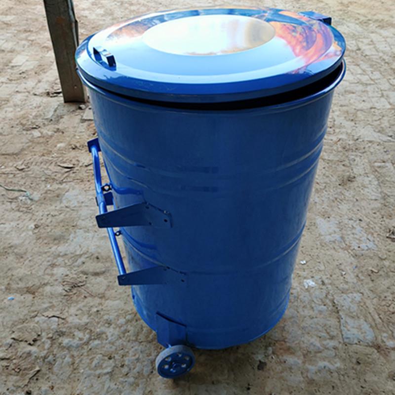 环卫垃圾桶360升圆桶360L铁质户外挂车市政圆形铁制加厚单桶