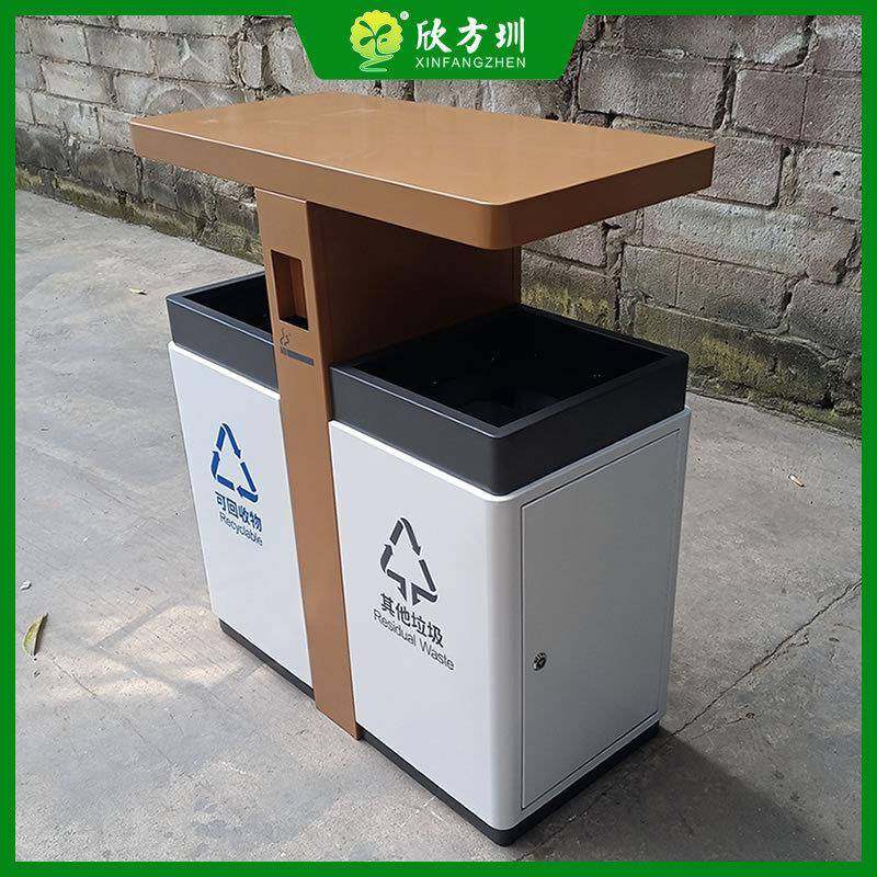 户外小区街道白色喷粉两连体双开门不锈钢分类垃圾桶金属果皮箱,基础建材,不锈钢垃圾桶,淘宝优惠券,粉丝福利购,淘宝优惠卷