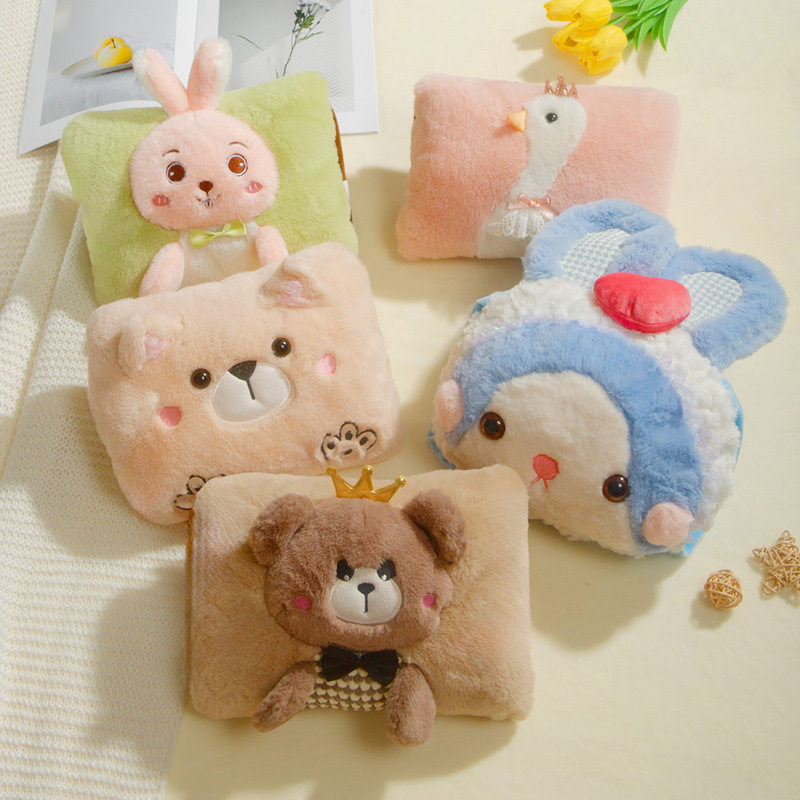 厂家 新款充电热水袋卡通电暖宝带拉链可拆洗暖手宝毛绒暖手袋