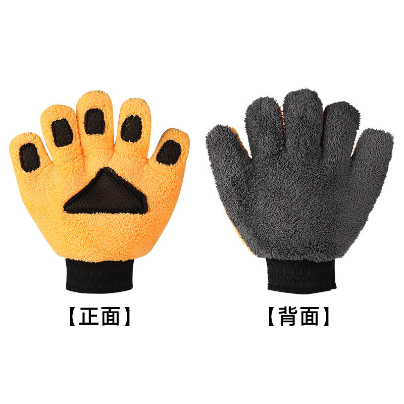 热销双面珊瑚绒五指洗车手套 汽车清洗擦车手套 汽车清洁工具