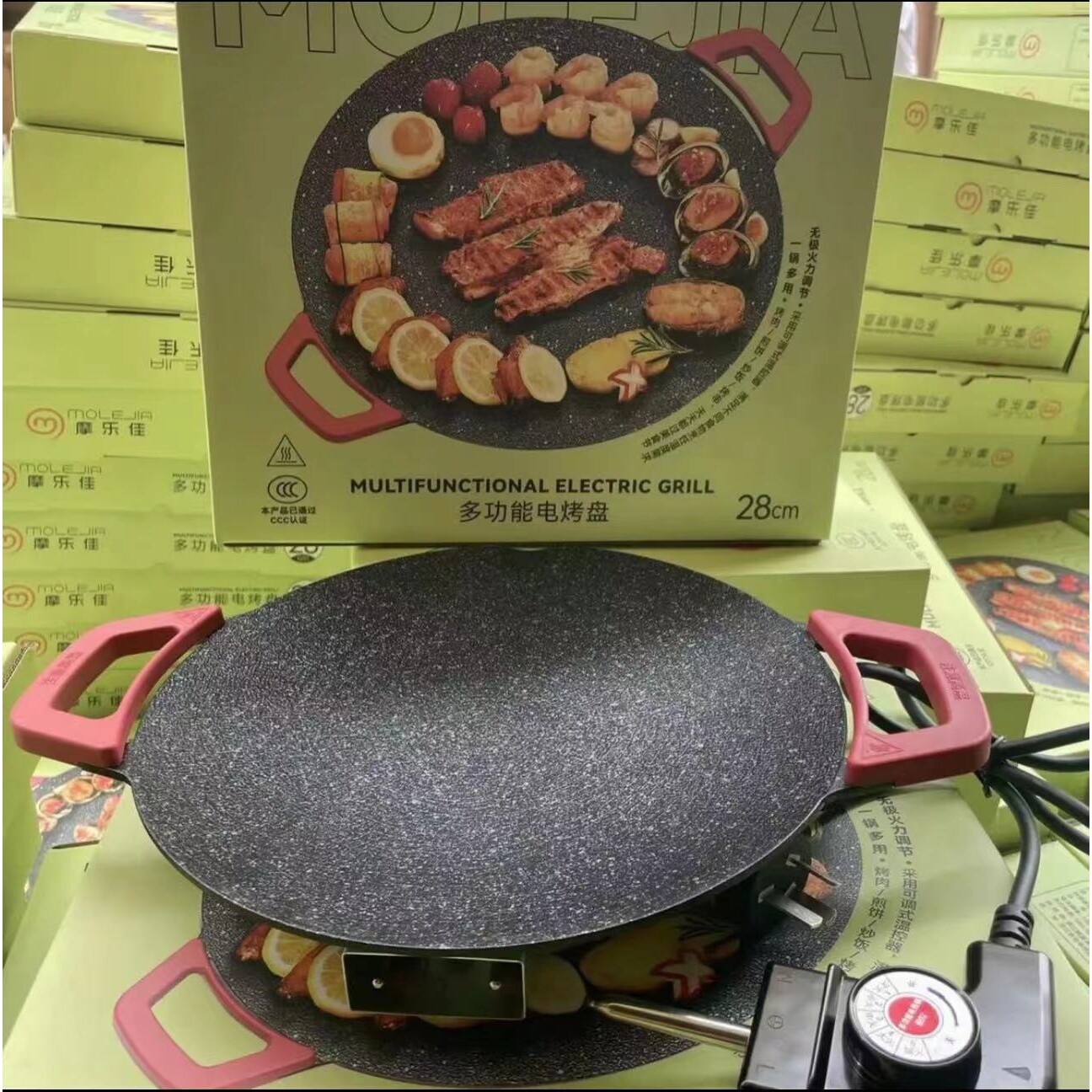 韩式电烤盘家用不沾锅饭麦烤肉盘石电烧烤炉多功能烤锅无烟铁板烧