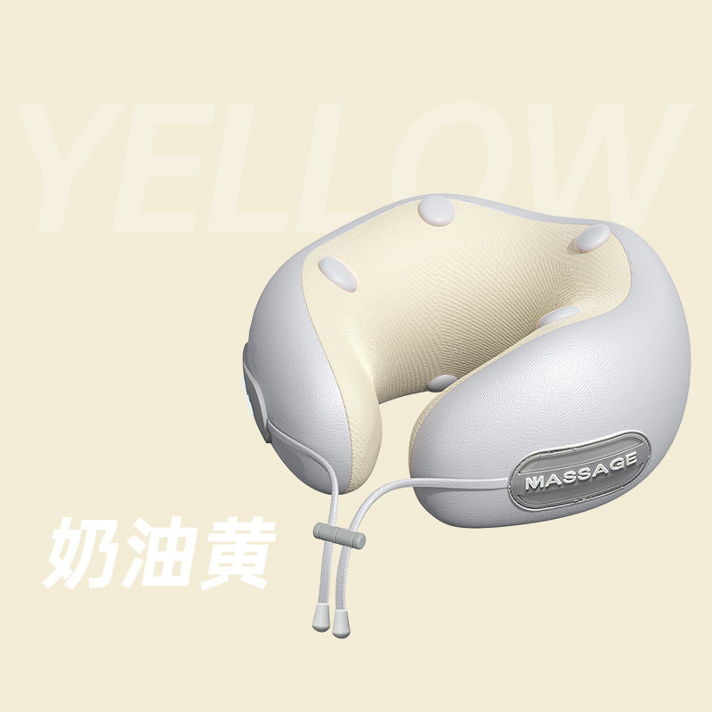 U型按摩枕热敷护颈仪充电式加热振动按摩枕便携式颈部颈椎按摩器