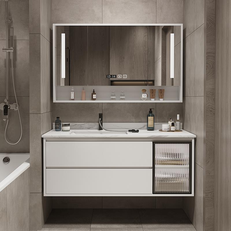 L7轻奢岩板浴室柜组合现代简约落地式洗脸洗手盆池卫生间洗漱台一