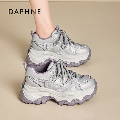 达芙妮2026爆款增高厚底加绒老爹鞋女百搭款时尚运动休闲女鞋