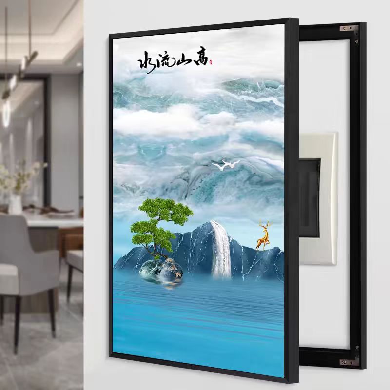电表箱装饰画竖款现代简约免打孔遮挡配电箱总开关电闸盒欧式挂画图片