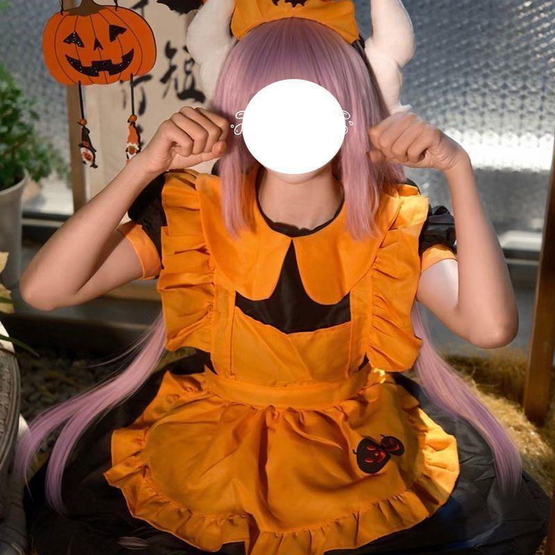 南瓜女仆装万圣节cos服装可爱女佣魔法女巫Lolita连衣裙
