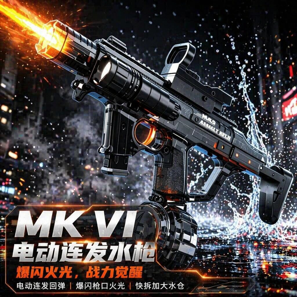 电动连发爆闪水枪儿童玩具