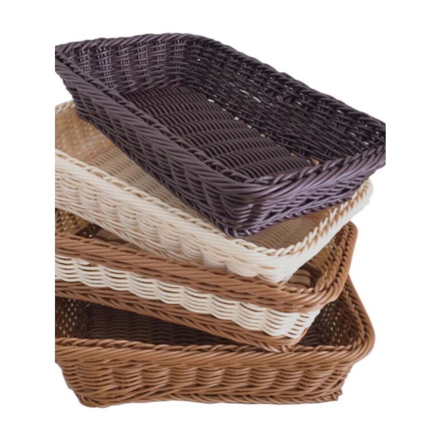 超市水果篮仿藤编织展示蓝长方形面包陈列蔬菜篮子瓜果收纳塑料筐