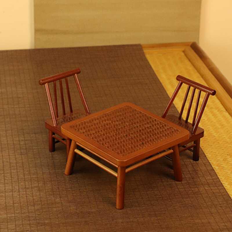 竹编竹制小椅子摆件盖置手机架桌面摆件桌子造景家用创意可携式