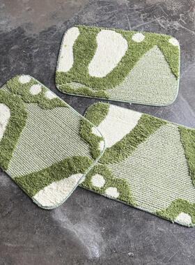 孤品 外贸浴室吸水地垫 TPR防滑卫生间地垫 加厚简约绿色改裁地毯