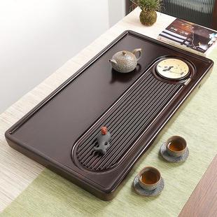 单层排水简约茶具大小型茶台茶海 黑檀木茶盘家用整块实木2024新款