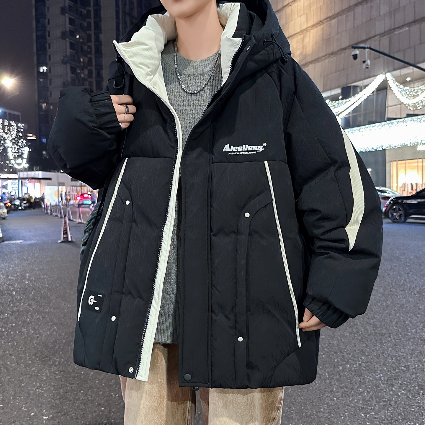 初高中学生棉衣外套男款冬季美式加厚防寒羽绒棉服青少年大童棉袄