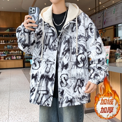 假两件13岁男孩外套14青少年冬季15初中生加绒加厚夹克16大童棉衣