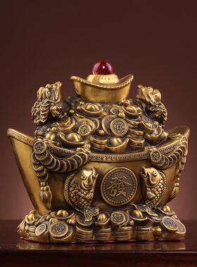 招财聚宝盆摆件 中式家居客厅办公室风水金元宝公司礼品礼物