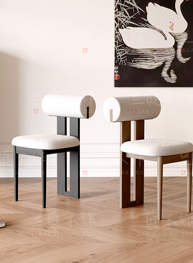 法式复中古风椅子家用全实木白蜡木河马椅餐椅设计师椅子高靠背椅