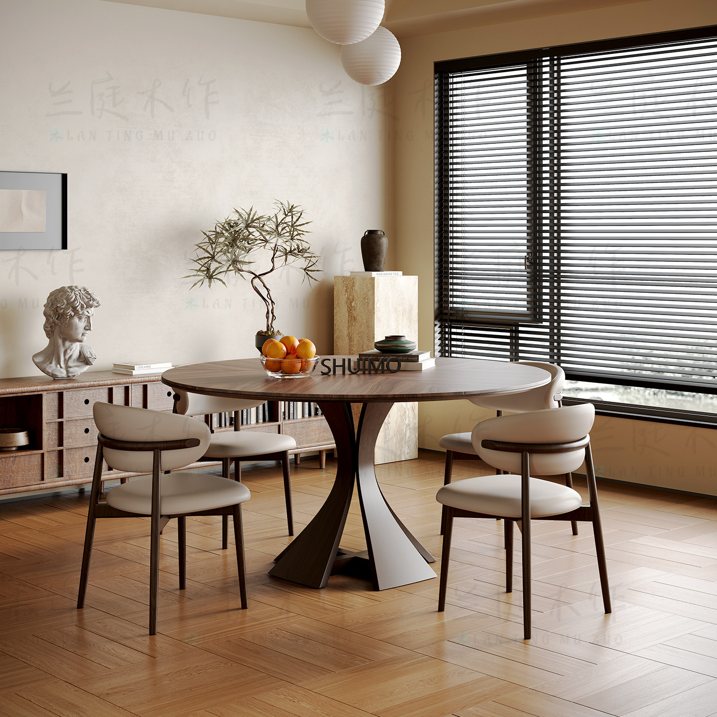 法式奶油复古风实木德利丰岩板家用黑色窈窕饭桌胡桃色圆餐桌椅子,住宅家具,岩板餐桌,淘宝优惠券,粉丝福利购,淘宝优惠卷