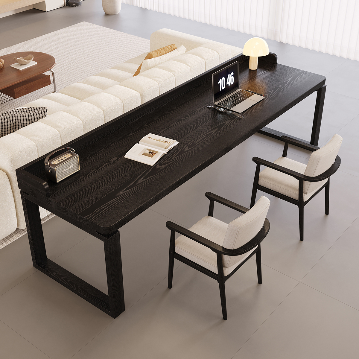 实木电脑桌意式极简书桌轻奢高级感现代简约家用书房办公桌工作台