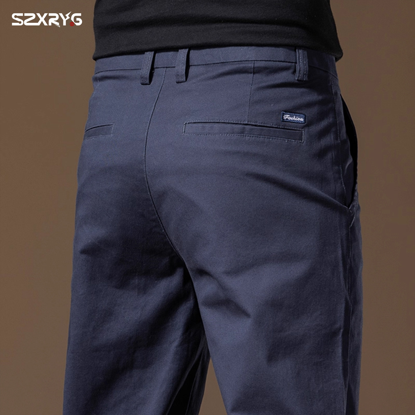 意大利高端纯棉休闲裤男士秋冬季新款修身直筒裤弹力商务加绒裤子