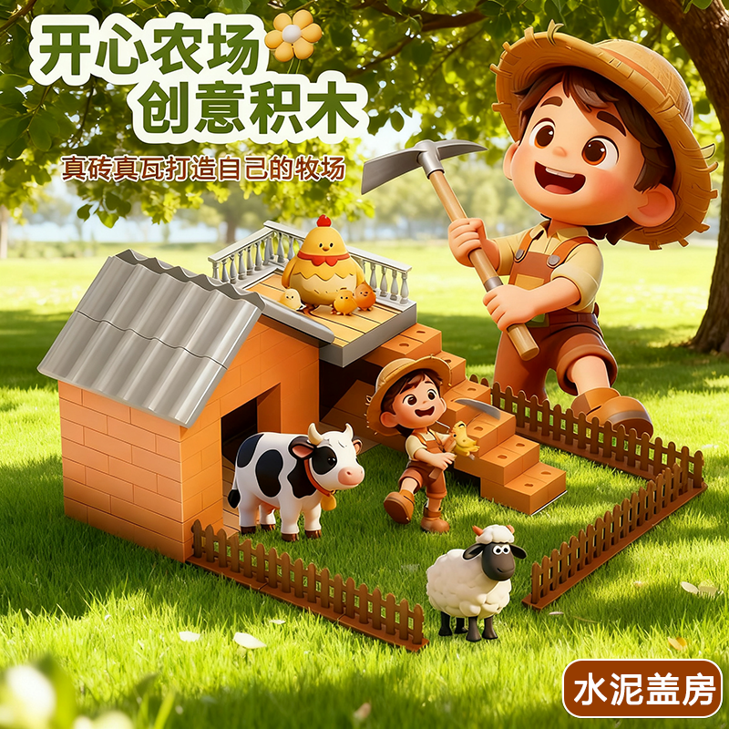 泥瓦匠玩具盖房砌墙建筑手工diy