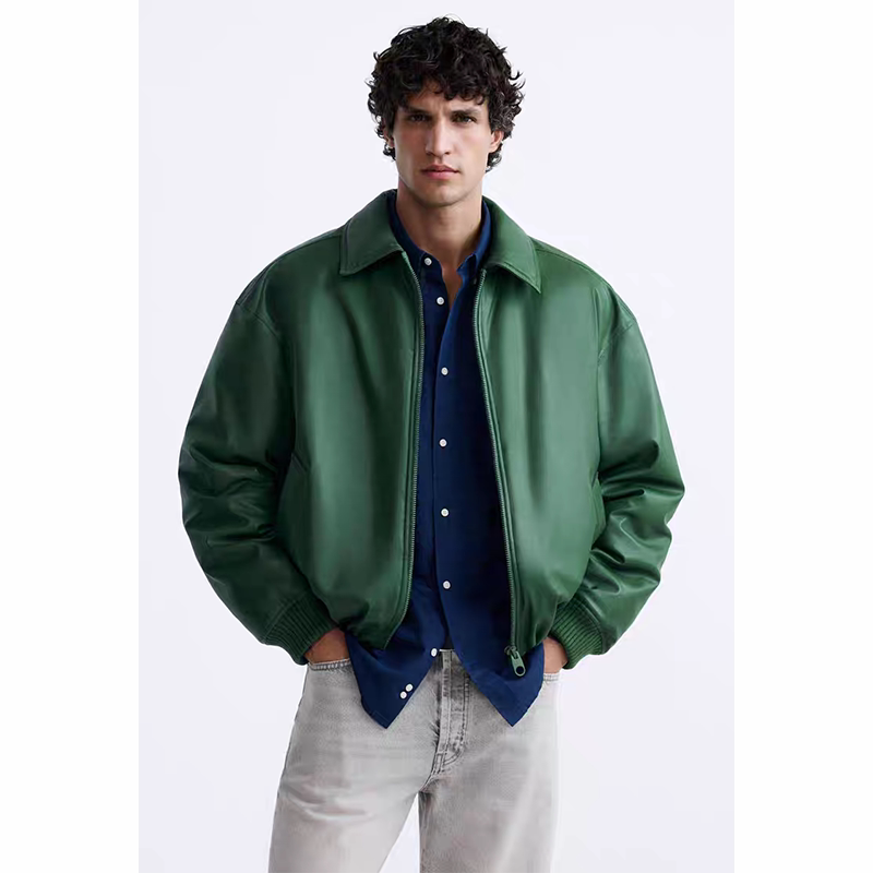 2025秋冬新品 男装 翻领仿皮飞行员夹克棉服 3046430 皮棉服男