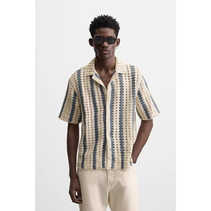 2025新款 夏季新品 男装 宽松镂空钩编纹理短袖衬衫 7200420 400