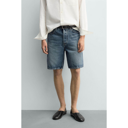 柜288！ZA 春夏新品 男装 棉质直筒水洗牛仔休闲短裤 8062408 407