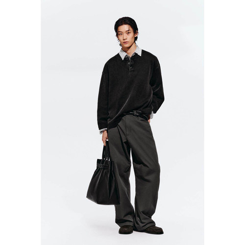 柜329！ZA 春夏新品 男装 宽松通勤廓形休闲弧形裤子 8574482 807