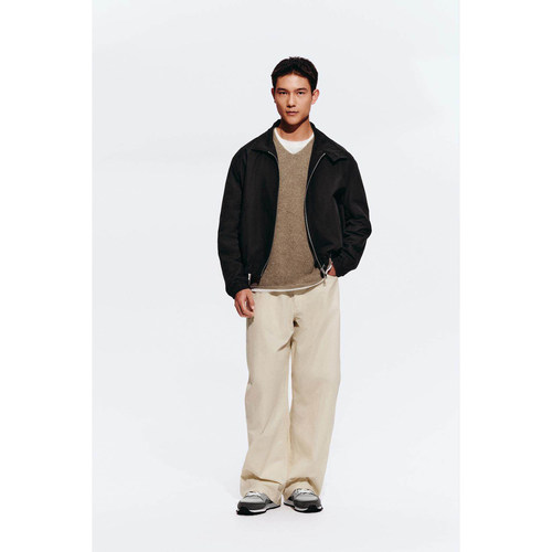 柜329！ZA 春夏新品 男装 宽松通勤廓形休闲弧形裤子 8574480 712