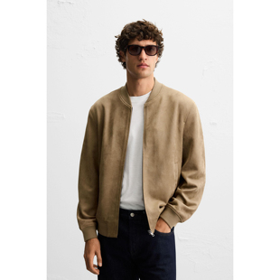 ZA 2025夏季新品 男装 反绒皮效果飞行员夹克外套 8574400 710