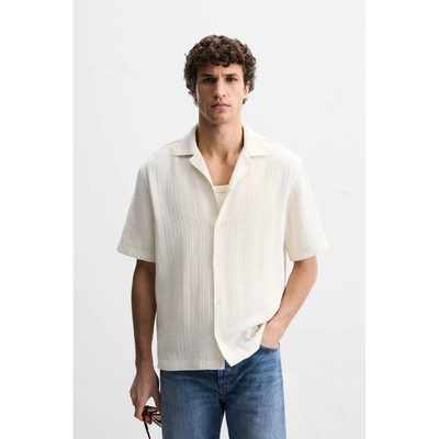 2025年夏季新品 男装 条纹纹理修身直筒短袖休闲简约衬衫 4159152